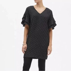 Banana Republic | Black & White Polka Dots Ruffle Short Sleeve Dress Size 0